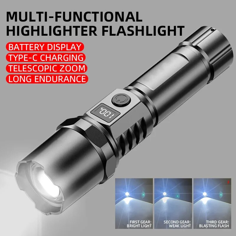 Photography Ratio - Светодиодный фонарик XHP100 высокой мощности, перезаряжаемый